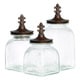 Casa Cortes Baroque Fleur De Lis 3-piece Gold Finish Glass Canister Set 