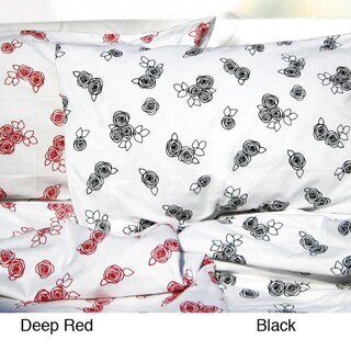 Tribeca Living Rose Printed Extra Deep Pocket Flannel Sheet Set
