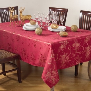 Jacquard Red Holiday Tablecloth