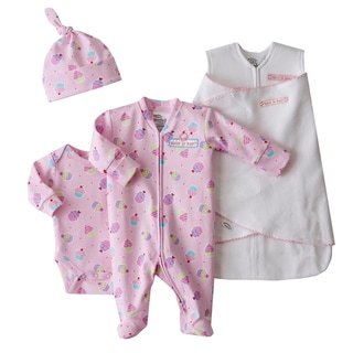 HALO SleepSack Swaddle Pink Dot/ Cupcake Take-Me-Home Safety Gift Set (Newborn)