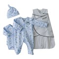 HALO SleepSack Swaddle Blue Dot/ Pup Pals Take-Me-Home Safety Gift Set (Newborn)