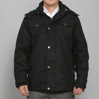Sportier Men's Black Hooded Wool Coat