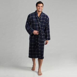 Majestic Men's Blue Printed Fleece Robe