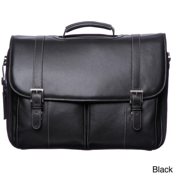 Johnston  Murphy Leather Flap Over Briefcase - Overstock Shopping ...