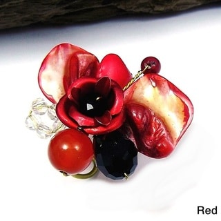 Red Rose Passion Mix Stone Adjustable Ring (Thailand)-Image