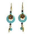 Ruffled Rose Origins Turquoise Stone Brass Earrings (Thailand)