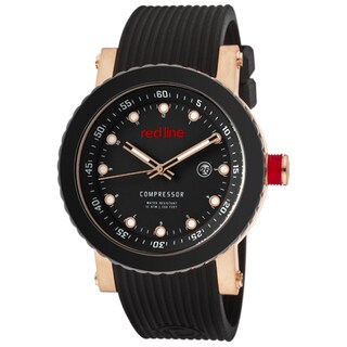 Red Line Men's 'Compressor' Black Textured Silicone Watch