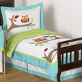 Turquoise and Lime Hooty 5-piece Toddler Bedding Set