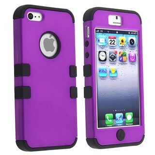 BasAcc Black Skin/ Purple Hard Hybrid Case for Apple iPhone 5