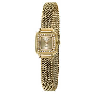 Skagen Women's 'Mesh' Yellow Goldplated Stainless Steel Crystal Watch