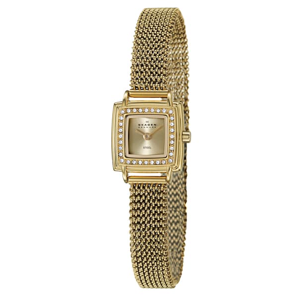 Skagen Women's 'Mesh' Yellow Goldplated Stainless Steel Crystal Watch