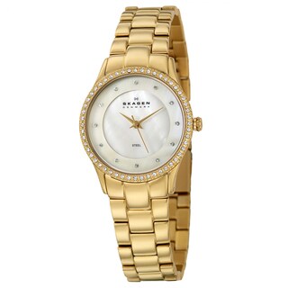 Skagen Women's 'Glitz' Yellow Goldplated Stainless Steel Crystal Watch