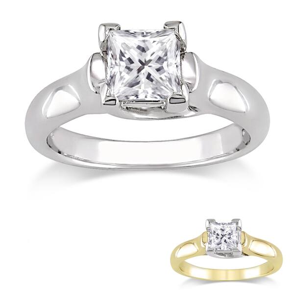 Miadora 14k Gold 1ct TDW Certified Princess-cut Diamond Solitaire Ring ...