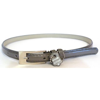 Women's Silver Leather Skinny Belt