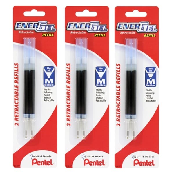 Pentel Energel Liquid Gel Pen Medium Point Refills (Pack of 6)