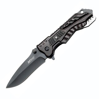 M-Tech USA Linerlock Knife with Black Aluminum Handle and Grey Trim