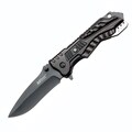 M-Tech USA Linerlock Knife with Black Aluminum Handle and Grey Trim