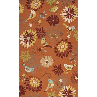Huge Selection Hand-hooked Garlond Orange Indoor/Outdoor Floral Rug