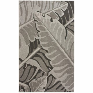 Rug Collective Handmade Grey Bold Leaves Wool Rug