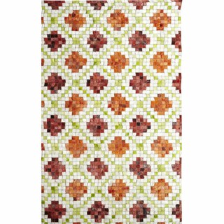 Handmade Trellis Cowhide Leather Rug