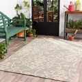 Hand-hooked Galveston Green Indoor/Outdoor Floral Rug