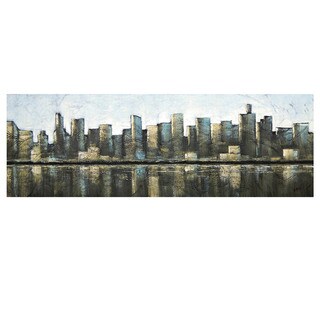 Braski 'Reflective City' Hand-painted Canvas Art