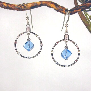 Jewelry by Dawn Sapphire Blue Silver Hoop Earrings