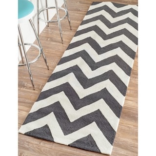 Rug Collective Handmade Indoor / Outdoor Zig Zag Chevron Rug (2'6 x 8')