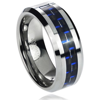 Daxx Men's Tungsten Carbide Blue Carbon Fiber Inlay Band (8 mm)