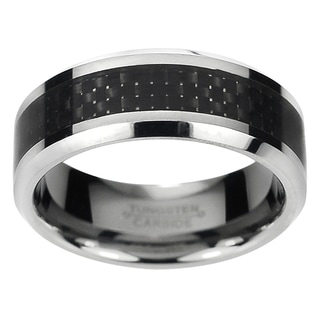 Daxx Men's Tungsten Carbide Black Carbon Fiber Inlay Band (8 mm)