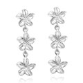 Triple Shiny Plumeria Flower Sterling Silver Earrings (Thailand)