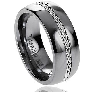 Vance Co. Men's Titanium Grooved and Braided Sterling Silver Inlay ...