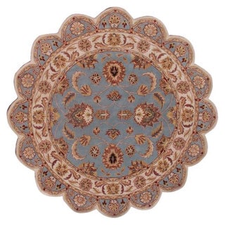 Persian Blue Star Hand-tufted Wool Rug (8' x 8')