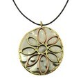 Handcrafted Copper and Brass Stone Floral Design Pendant Necklace (India)