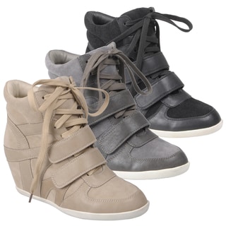 Journee Collection Women's 'Alana-1' Lace-up Wedge High-top Sneakers