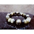 Pavcus Designs Pyrite, Labradorite, and Matte Black Stone Gemstone Stretch Bracelet