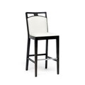 Pontus Brown Wood and Cream Leather Modern Bar Stool