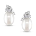 Miadora 14k White Gold FW Pearl and Diamond Earrings (G-H, I1-I2)
