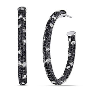 Miadora 14k White Gold 4 1/4ct TDW Black and White Diamond Earrings (G-H, SI1-SI2)