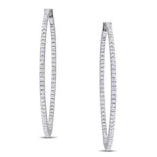 Miadora 10k White Gold 1ct TDW Diamond Hoop Earrings (G-H, I1-I2)
