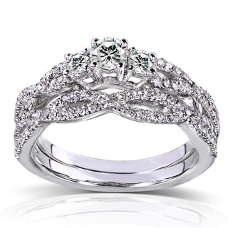  14k White Gold 1/2ct TDW Diamond Braided Bridal Rings Set (H-I, I1-I2)
