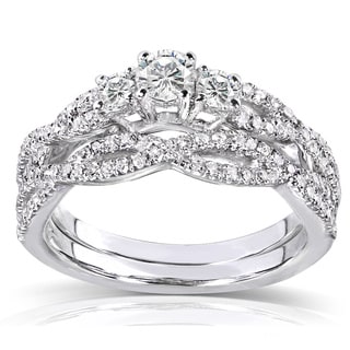 14k White Gold 1/2ct TDW Diamond Braided Bridal Rings Set (H-I, I1-I2)