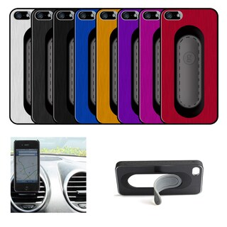 Apple iPhone 5 Aluminum Gravitate Clip Stand Case and Screen Protector Set (2 Front Anti-fingerprint and 1 Back Clear)