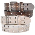 Journee Collection Women's Vintage Stitching Detail Leather Belt