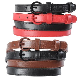 Kenneth Cole Reaction Women's 2-for-1 Topstitched Skinny Belts