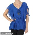 Tressa Designs Women's Contemporary Plus Elastic Waist Tie Neck Tunic