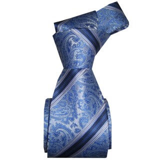 Dmitry Men's Light Blue Striped Italian Silk Tie