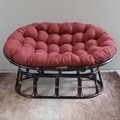 International Caravan Rattan Mamasan Double Papasan Chair with Microsuede Plush Cushion