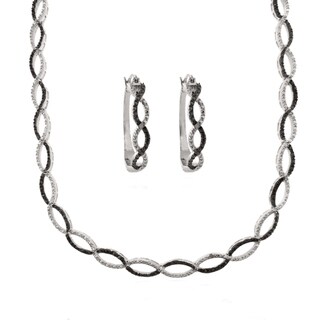 Fusion Silver Overlay 1ct TDW Black and White Diamond Jewelry Set (I-J, I2-I3)