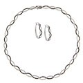 Finesque Silver Overlay 1ct TDW Black and White Diamond Jewelry Set (I-J, I2-I3)
